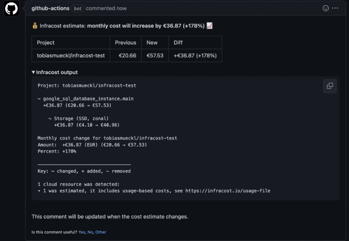 Bild 3: Screenshot Pull Request Comment